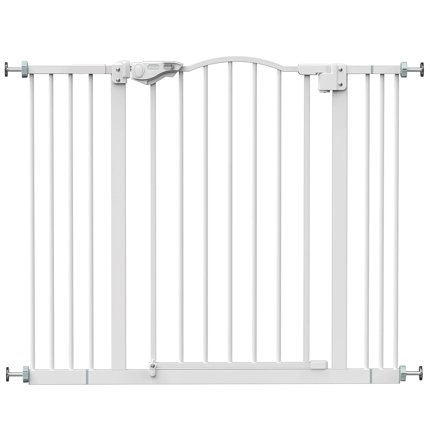 Baby Gate for Stairs and Doorways, 29-39.6" W X 30" H Wide Pressure Mounted Gate, Auto-Close Dual Lock Safety Gate, Metal Pet Gate for Dogs, Easy Walk-Through Design for Home,White