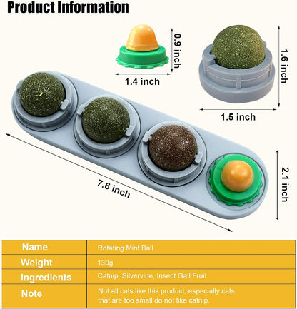 Catnip Cat Toys with 5 Candies, Catnip Wall Ball Toys for Indoor Cats, Rotatable Safe Healthy Edible Licking Balls for Kitty Playing, Kitten Chew Cleaning Teeth Treats Toys…