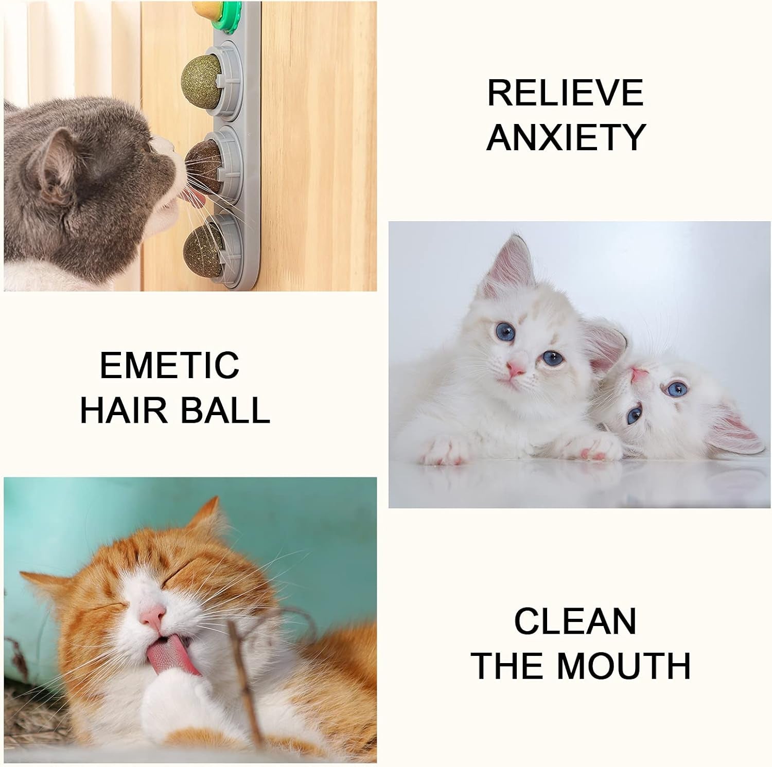 Catnip Cat Toys with 5 Candies, Catnip Wall Ball Toys for Indoor Cats, Rotatable Safe Healthy Edible Licking Balls for Kitty Playing, Kitten Chew Cleaning Teeth Treats Toys…