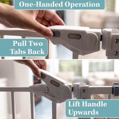 Baby Gate for Stairs and Doorways, 29-39.6" W X 30" H Wide Pressure Mounted Gate, Auto-Close Dual Lock Safety Gate, Metal Pet Gate for Dogs, Easy Walk-Through Design for Home,White