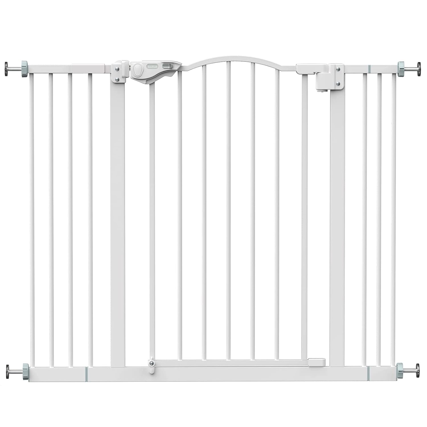 Baby Gate for Stairs and Doorways, 29-39.6" W X 30" H Wide Pressure Mounted Gate, Auto-Close Dual Lock Safety Gate, Metal Pet Gate for Dogs, Easy Walk-Through Design for Home,White