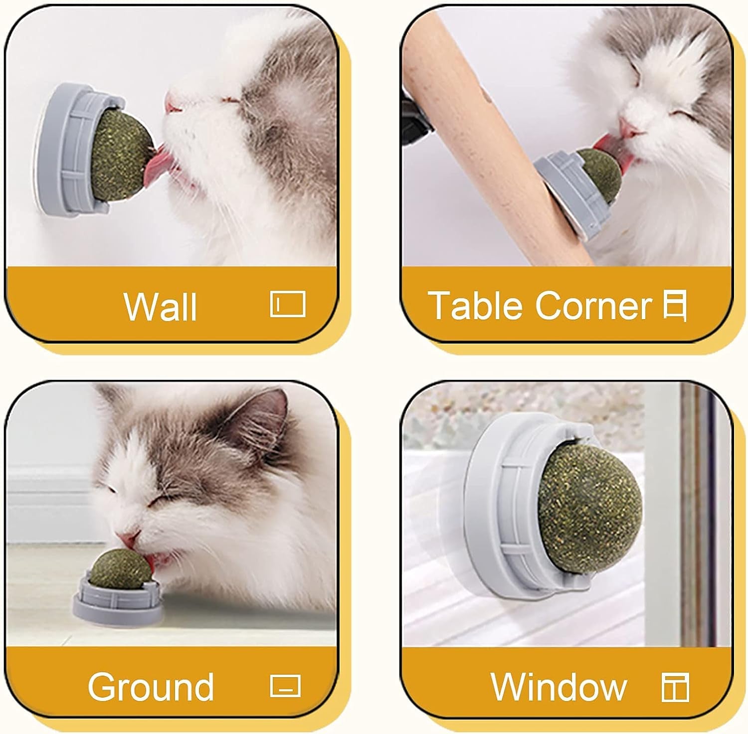 Catnip Cat Toys with 5 Candies, Catnip Wall Ball Toys for Indoor Cats, Rotatable Safe Healthy Edible Licking Balls for Kitty Playing, Kitten Chew Cleaning Teeth Treats Toys…